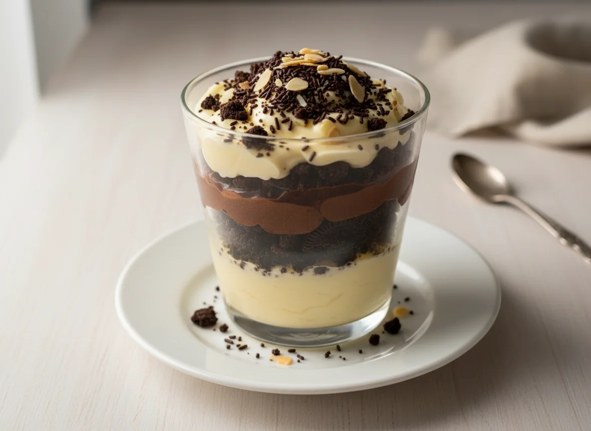 Copo da felicidade de chocolate e creme photo