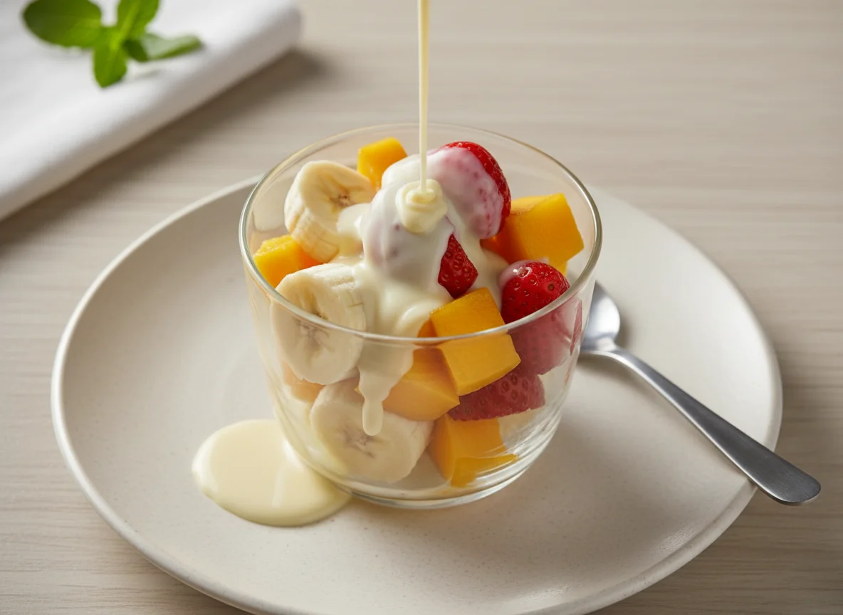Copo de Frutas com Leite Moça photo