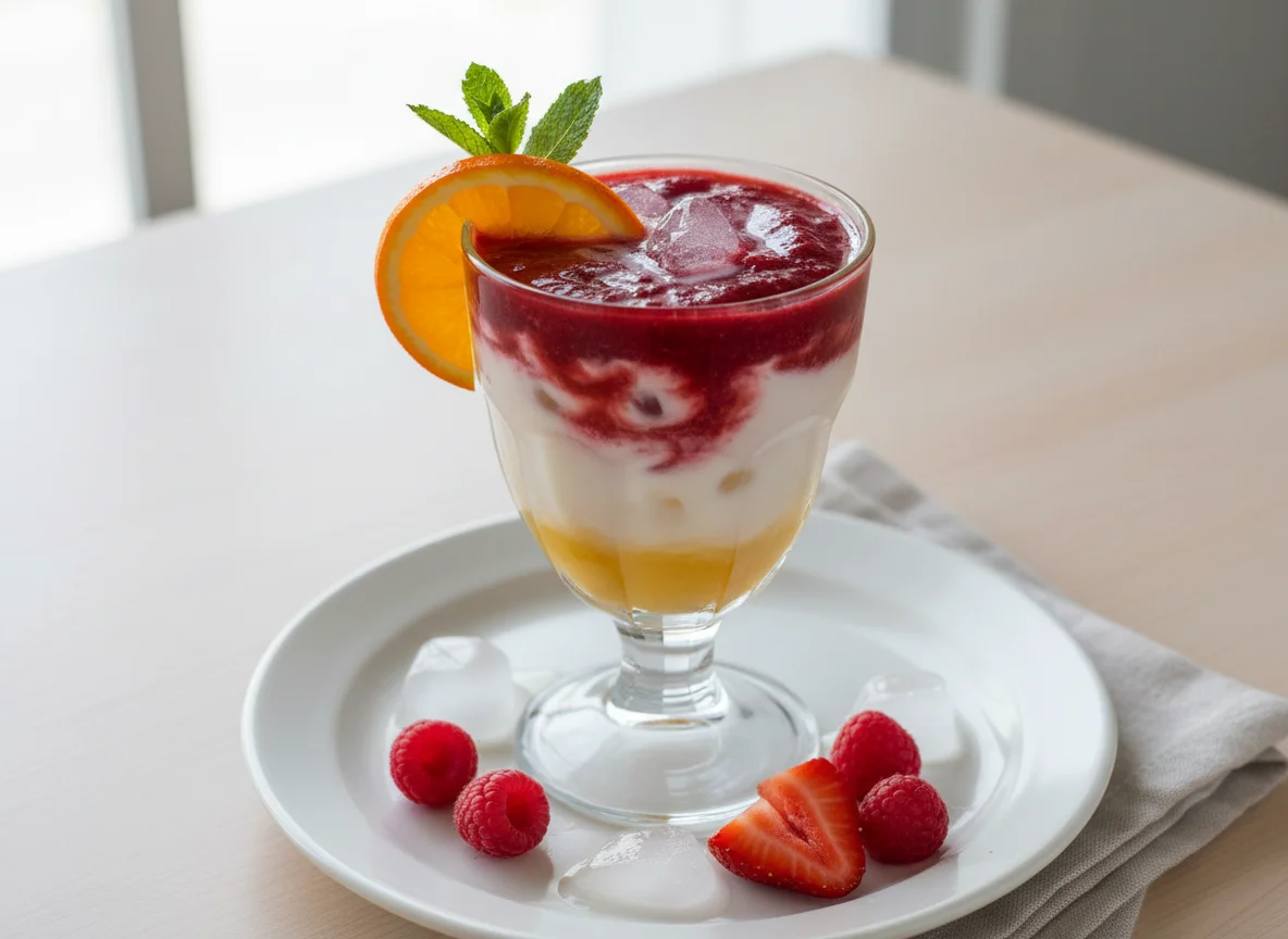 Coquetel de frutas com calda photo