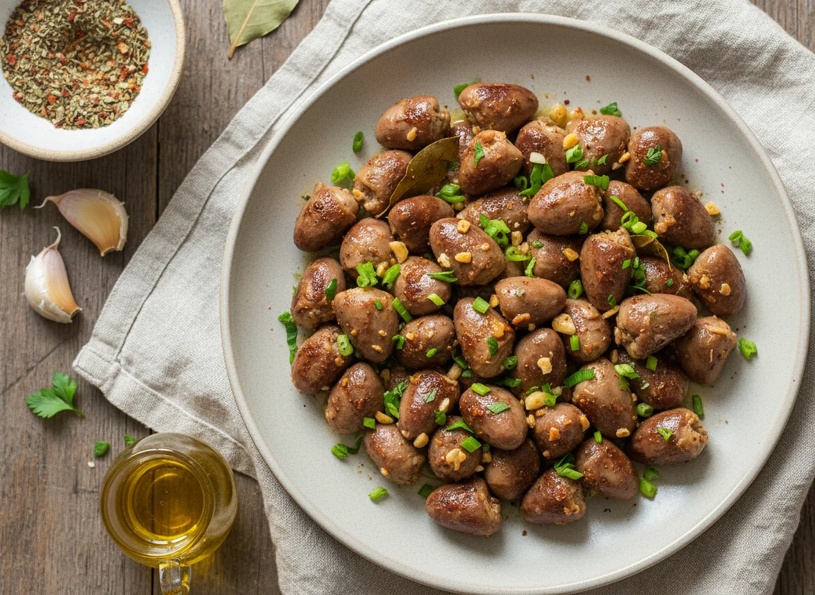 Corações de frango refogados photo