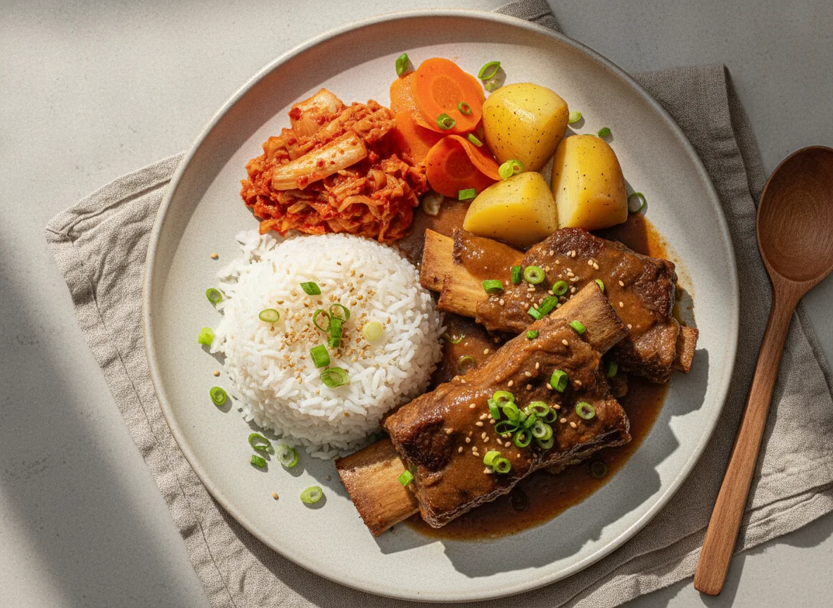 Costela Bovina com Arroz e Kimchi photo