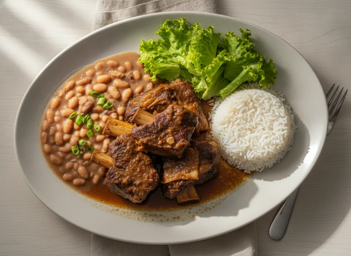Costela com Arroz, Feijão e Salada photo