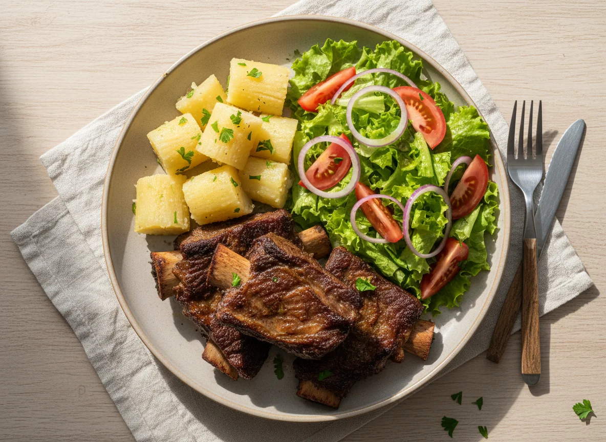 Costela com Mandioca e Salada photo