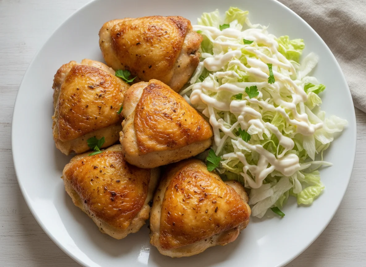 Coxas de frango assadas com salada mista photo