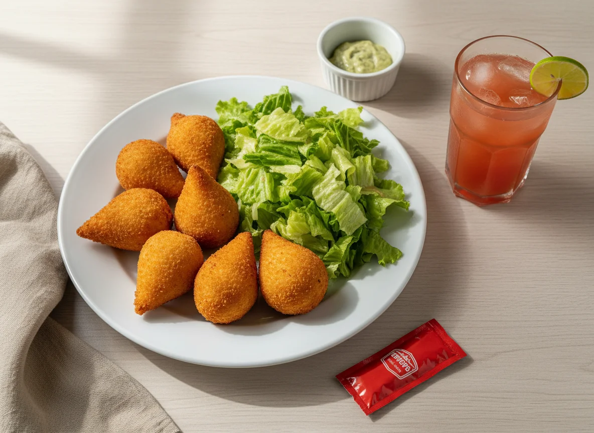 Coxinhas com salada e suco photo