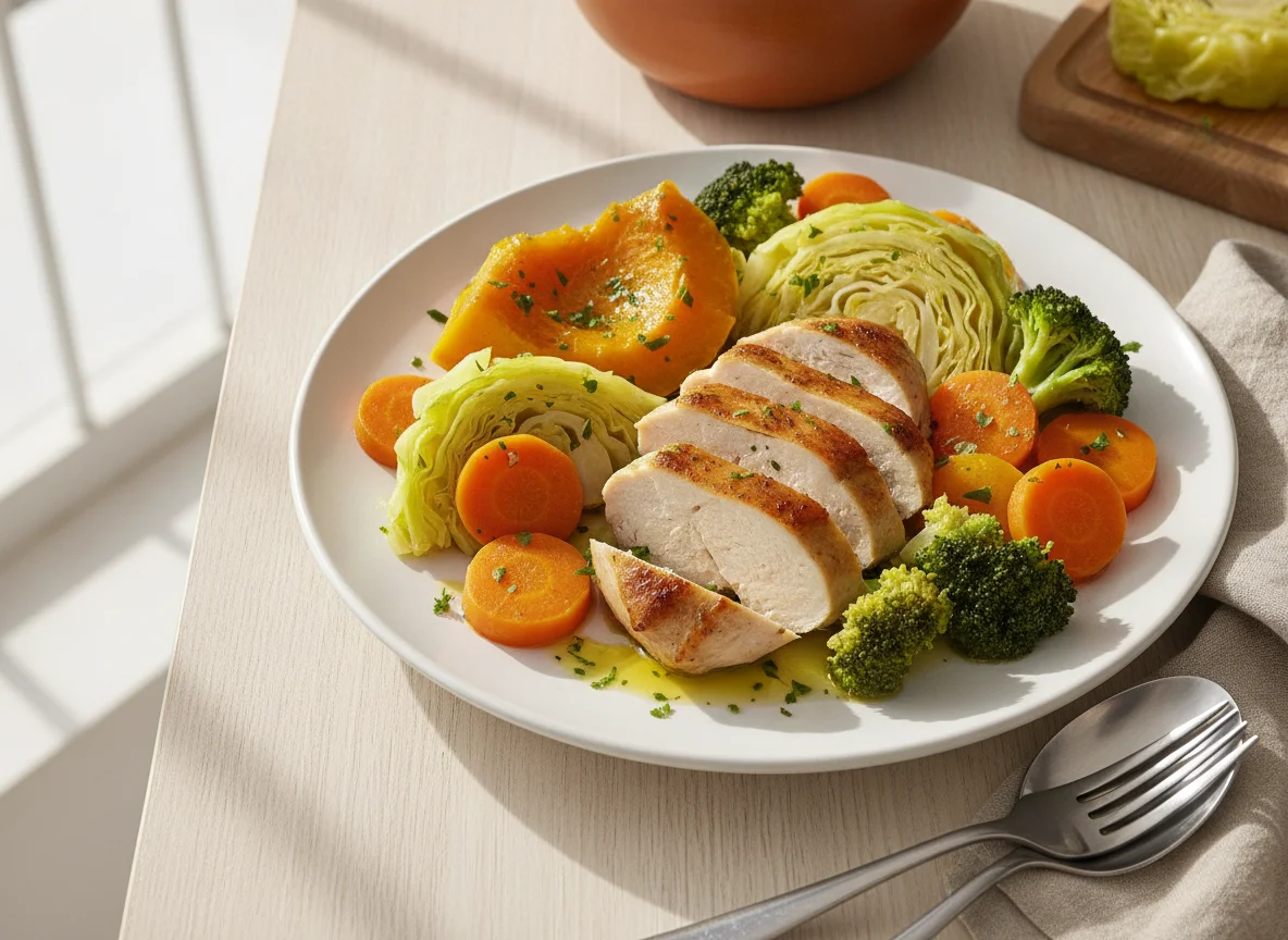 Cozido de legumes com frango photo