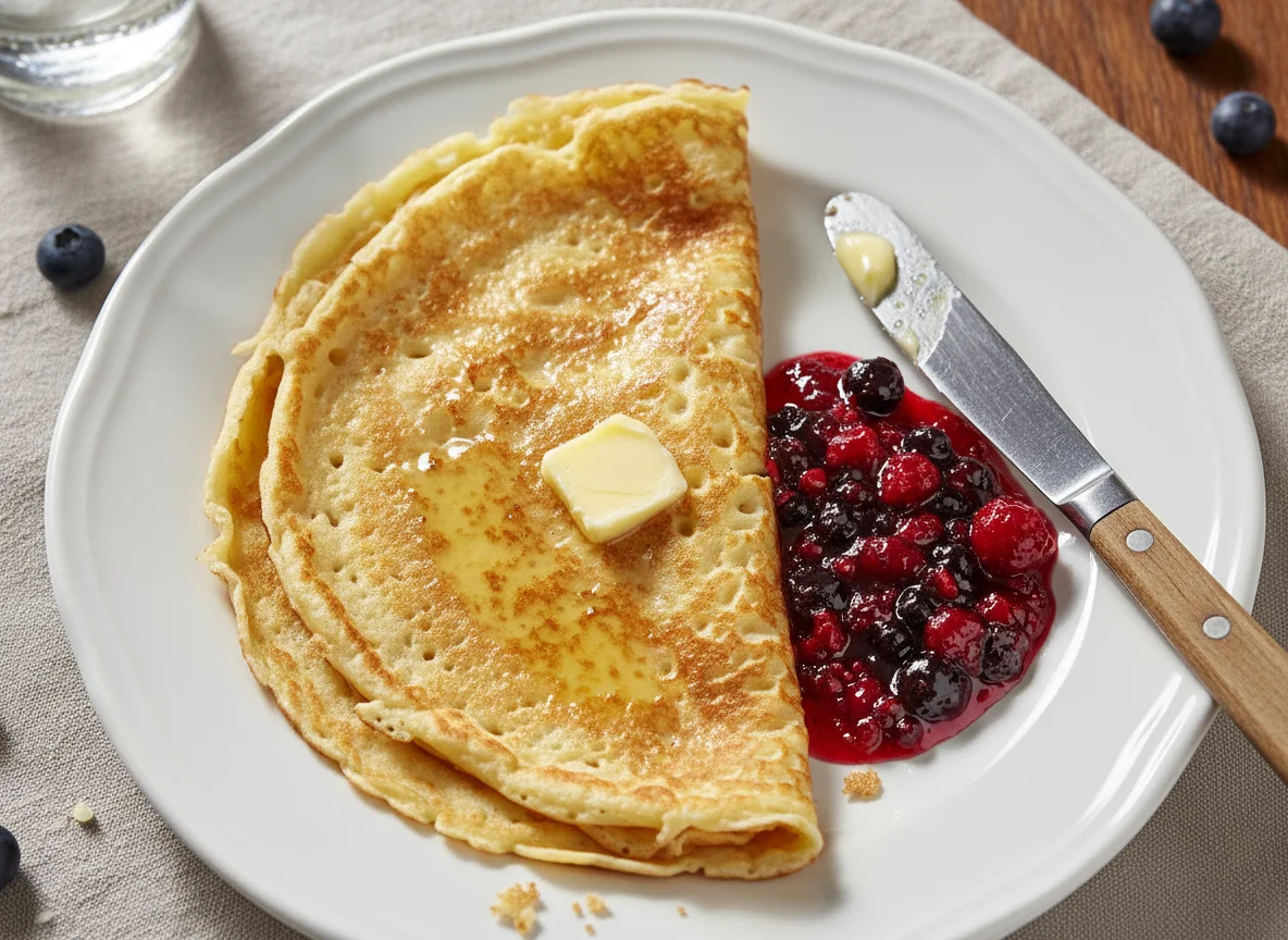 Crepe com manteiga e geleia photo