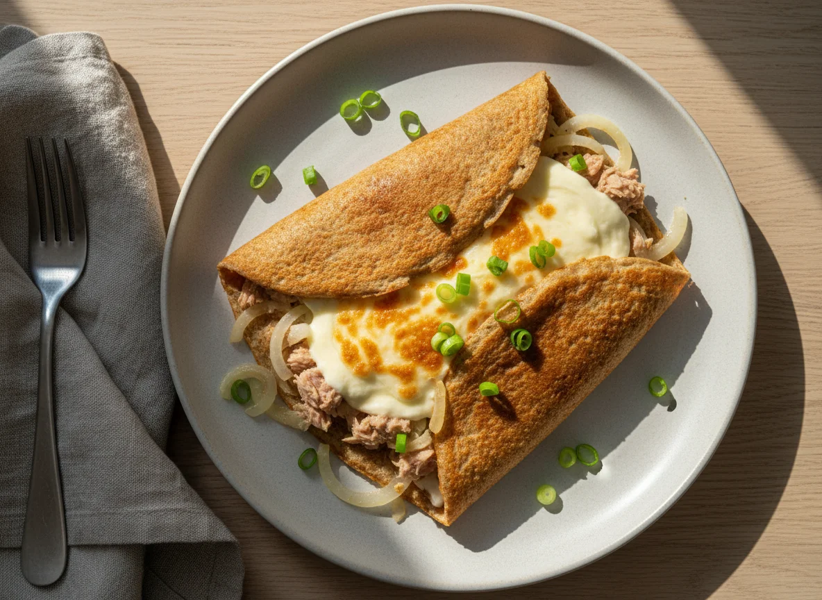 Crepe de atum com queijo e cebola photo