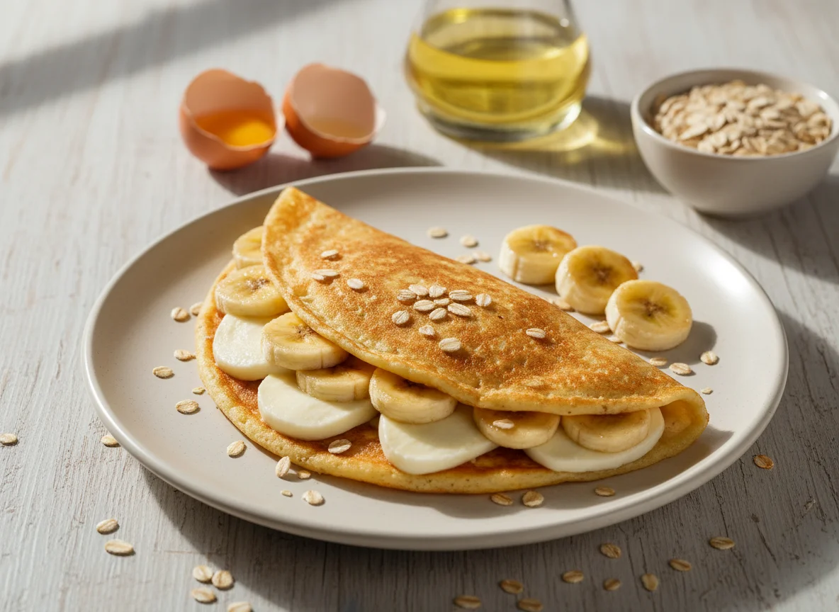 Crepe de banana com aveia e mussarela photo