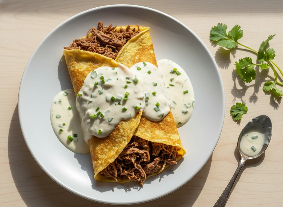 Crepe de Carne Desfiada com Molho Cremoso photo
