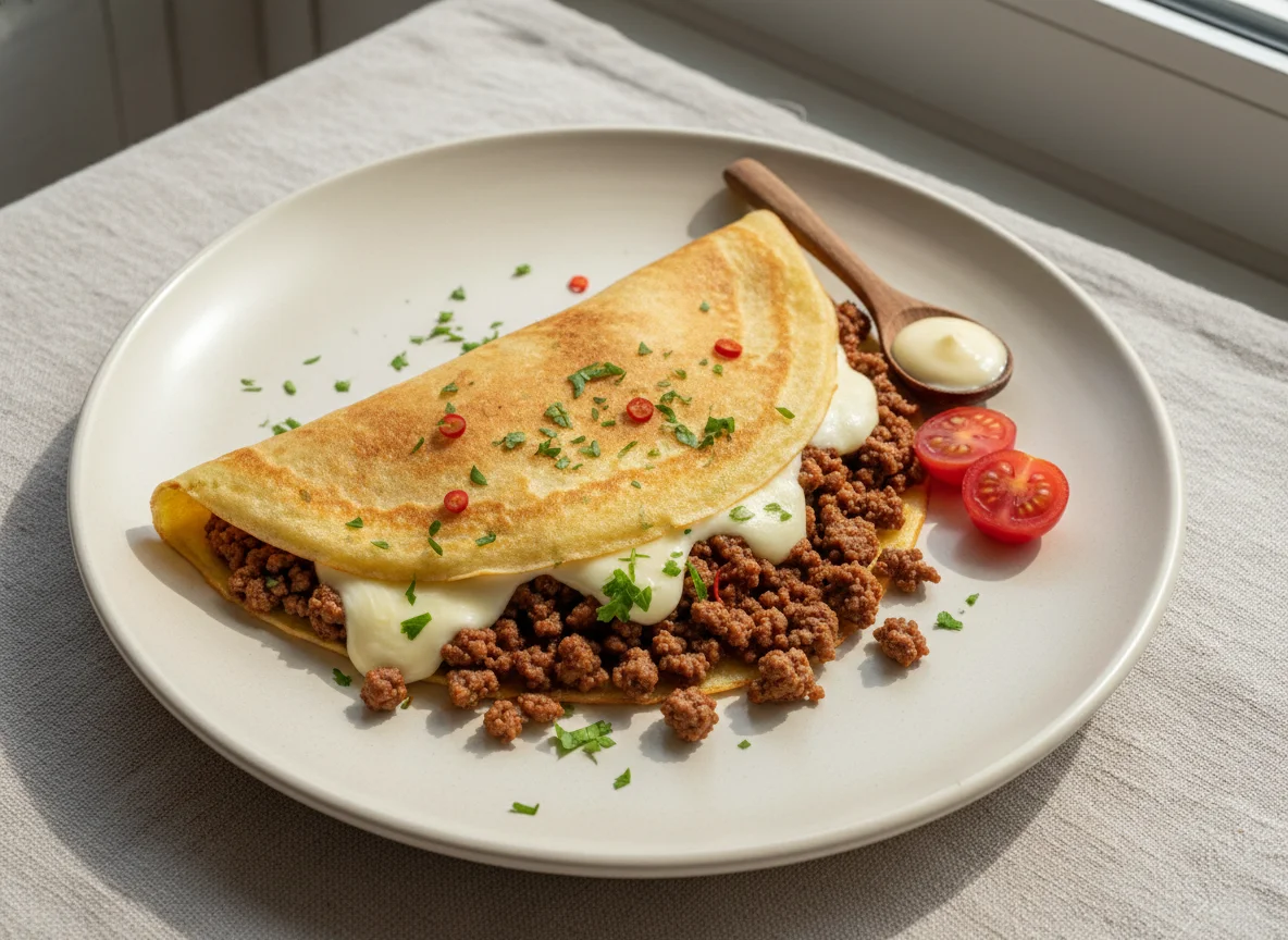 Crepe de carne e queijo photo