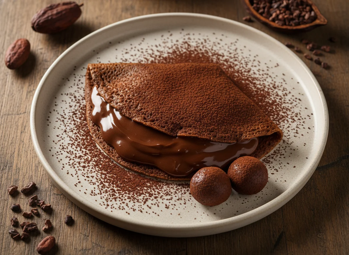 Crepe de chocolate com recheio photo