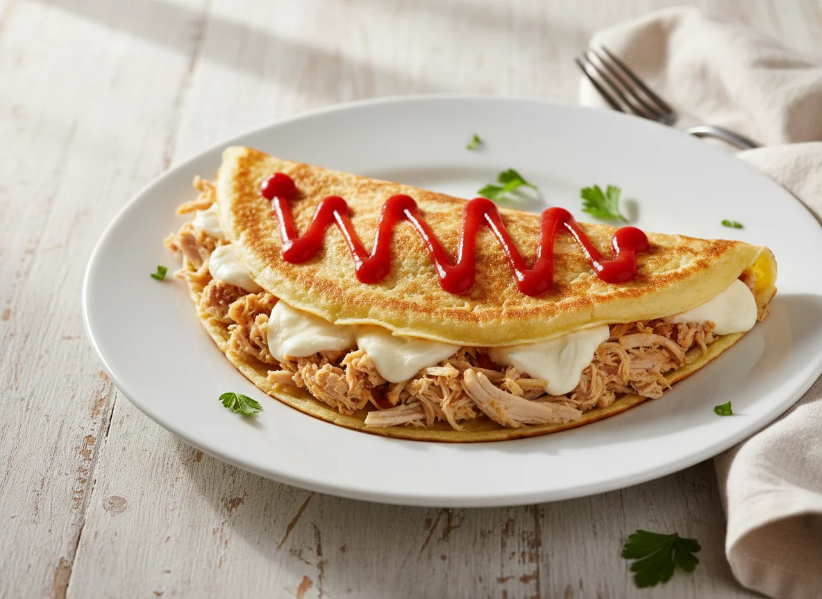 Crepe de frango com requeijão e ketchup photo