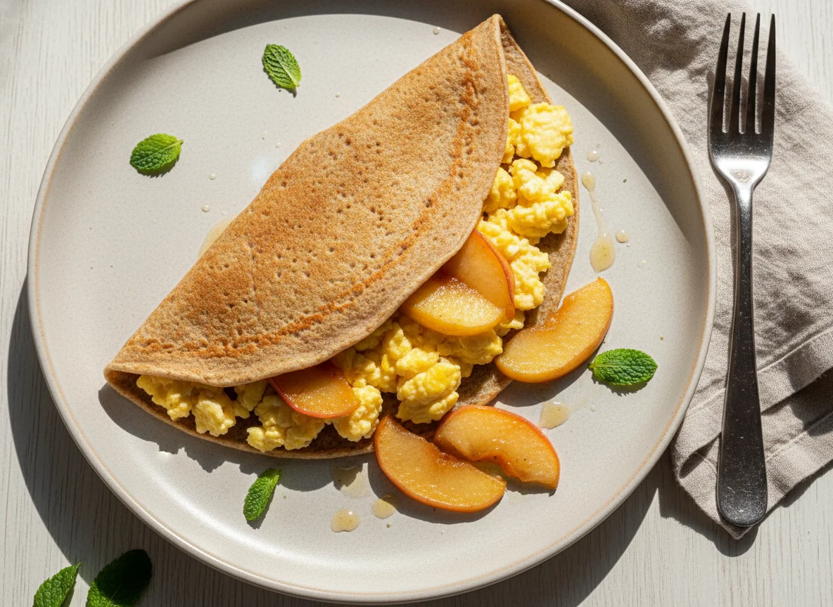Crepe de ovo com maçã photo