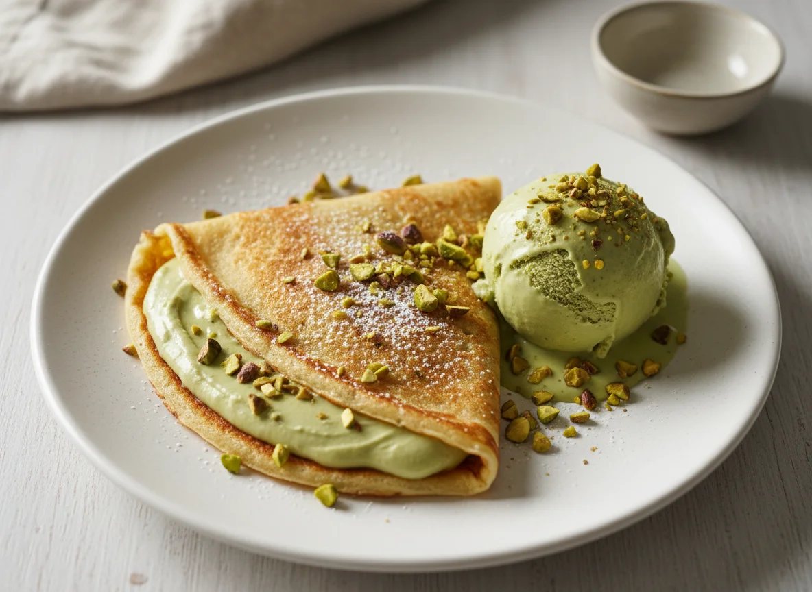 Crepe de Pistácio com Gelado photo