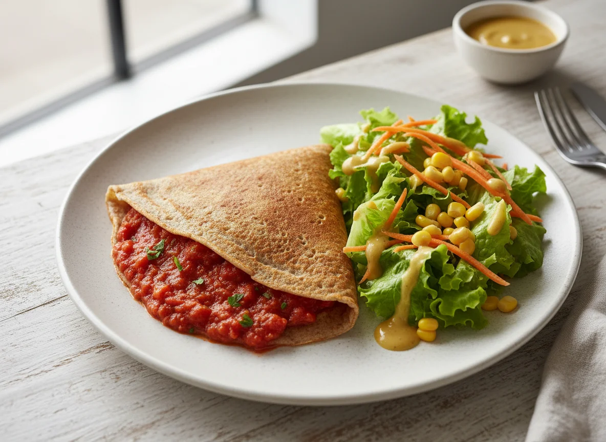 Crepe salgado com salada photo