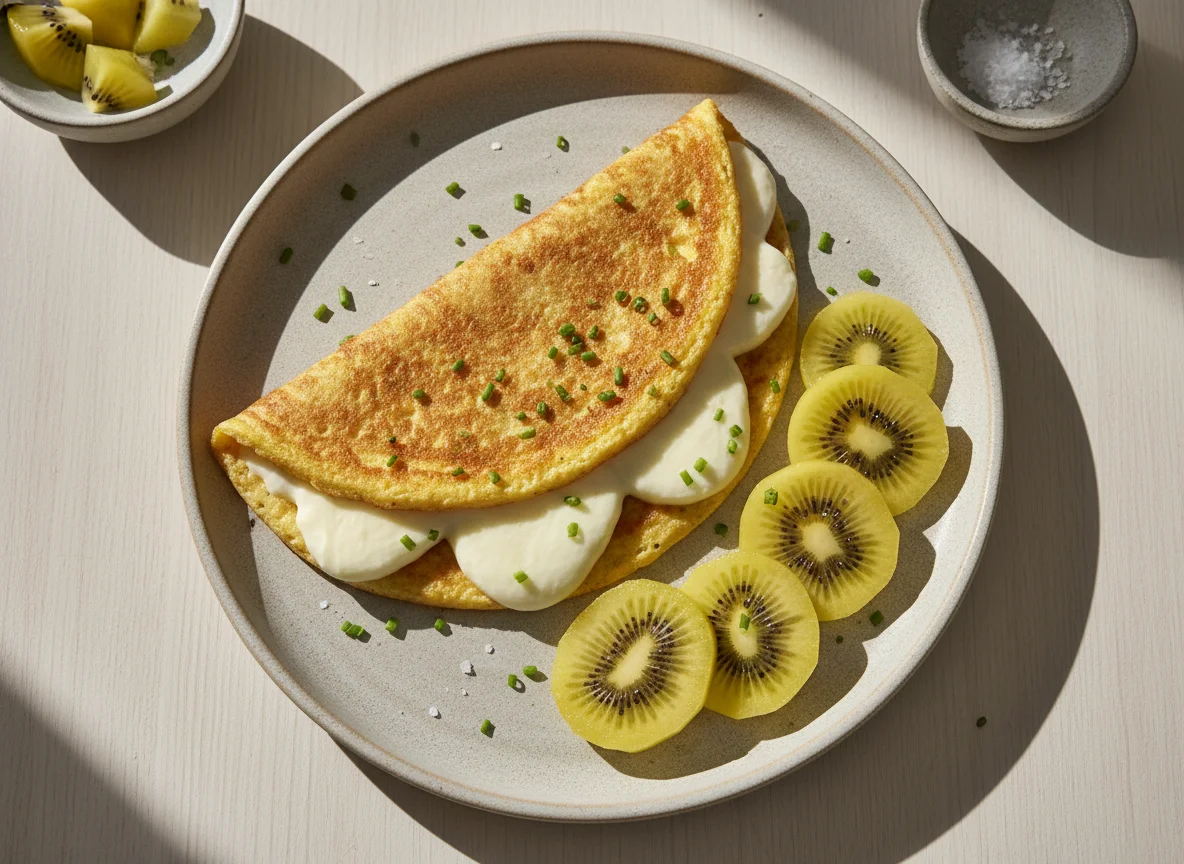 Crepioca com queijo mussarela e kiwi photo
