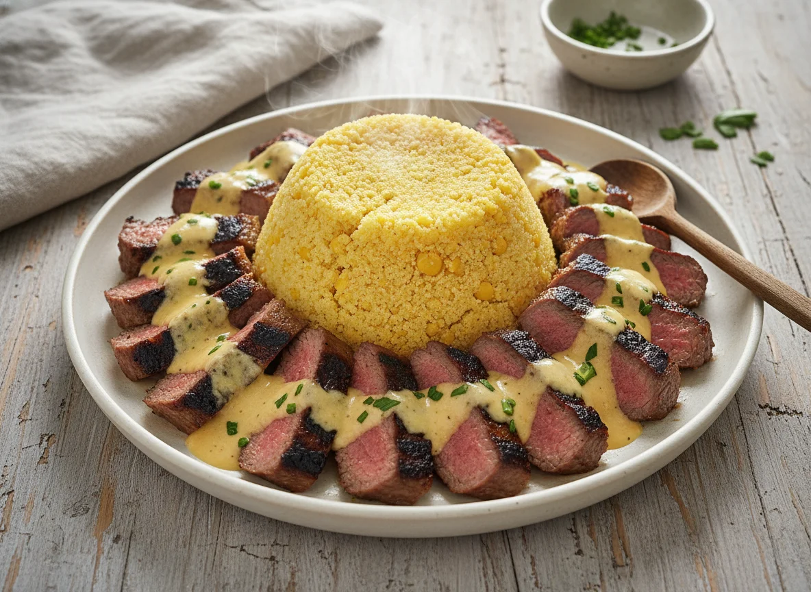 Cuscuz com carne e molho photo