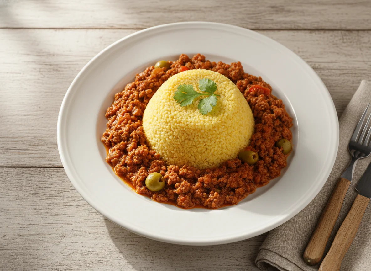 Cuscuz com carne moída photo