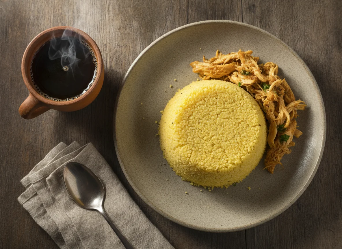 Cuscuz com frango e café photo