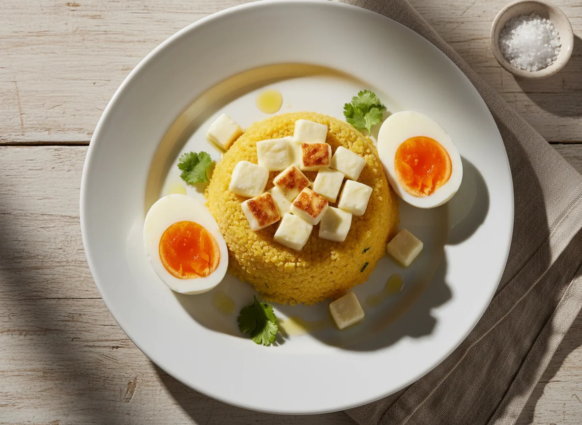 Cuscuz com ovo e queijo photo