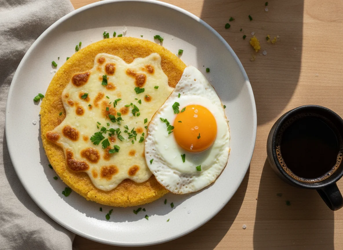 Cuscuz de frigideira com queijo e café photo
