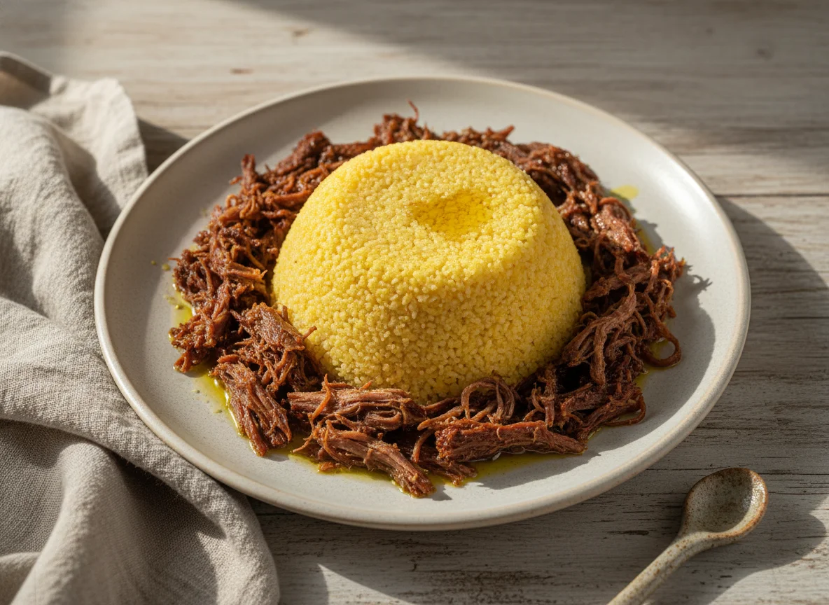 Cuscuz de milho com carne seca photo