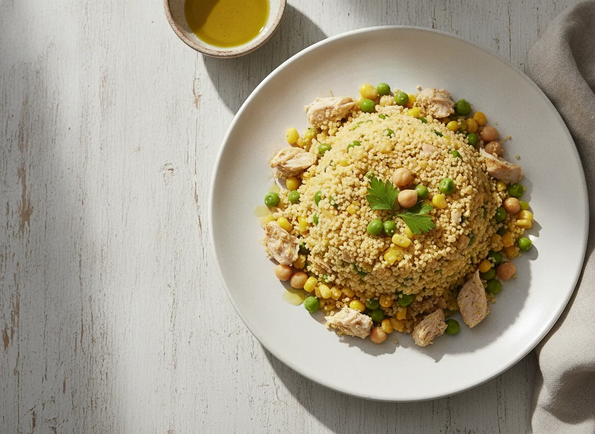 Cuscuz marroquino com frango e legumes photo