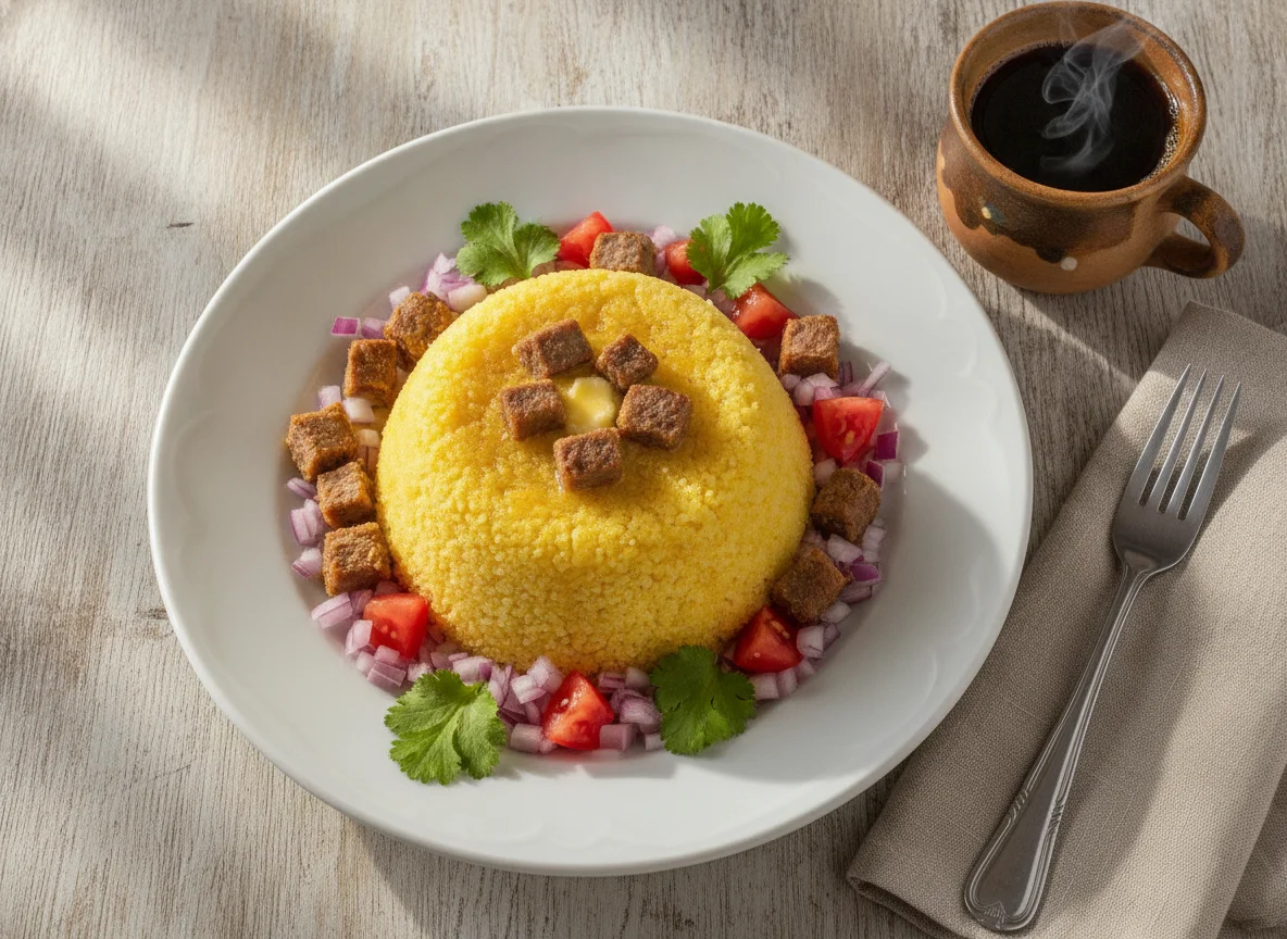 Cuscuz Nordestino com Carne de Sol e Café photo