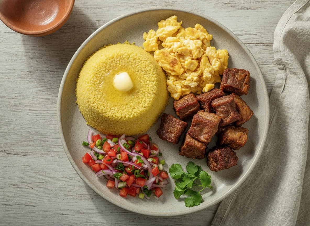 Cuscuz Nordestino com Ovos, Carne de Sol e Vinagrete photo