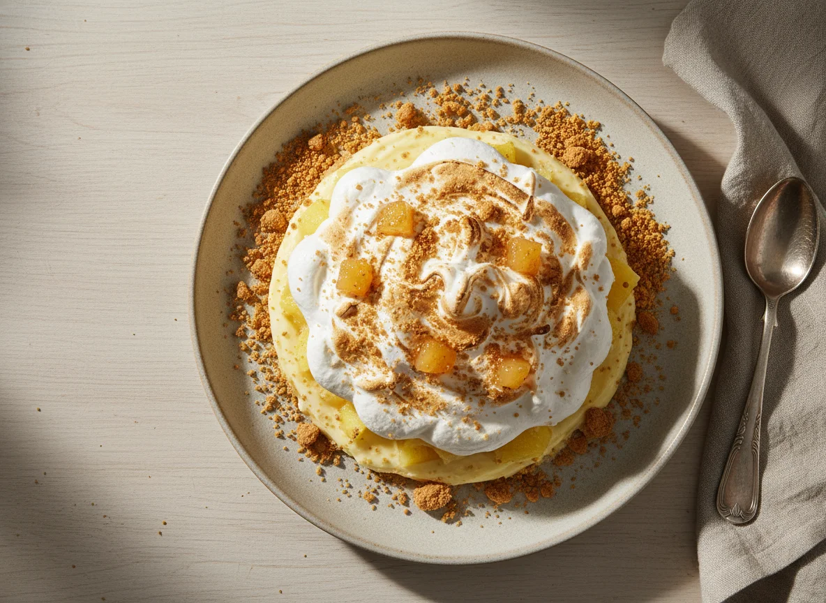 Doce de abacaxi com creme e farofa doce photo