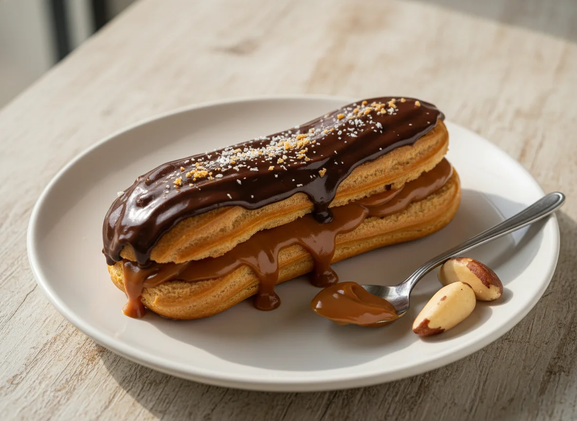 Eclair de Doce de Leite com Cobertura de Chocolate photo