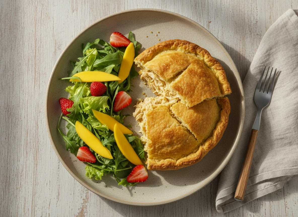 Empadão fit de frango com salada tropical photo