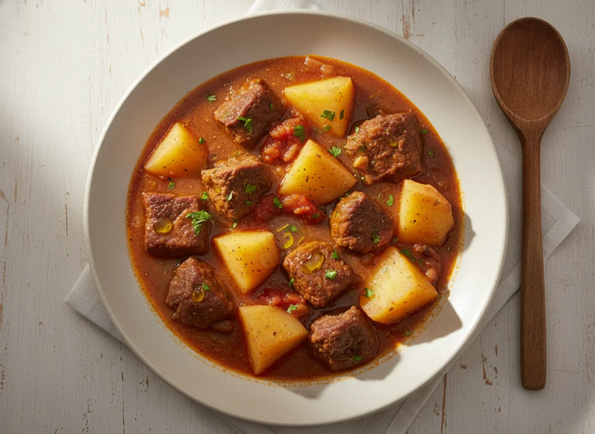 Ensopado de batata e carne photo