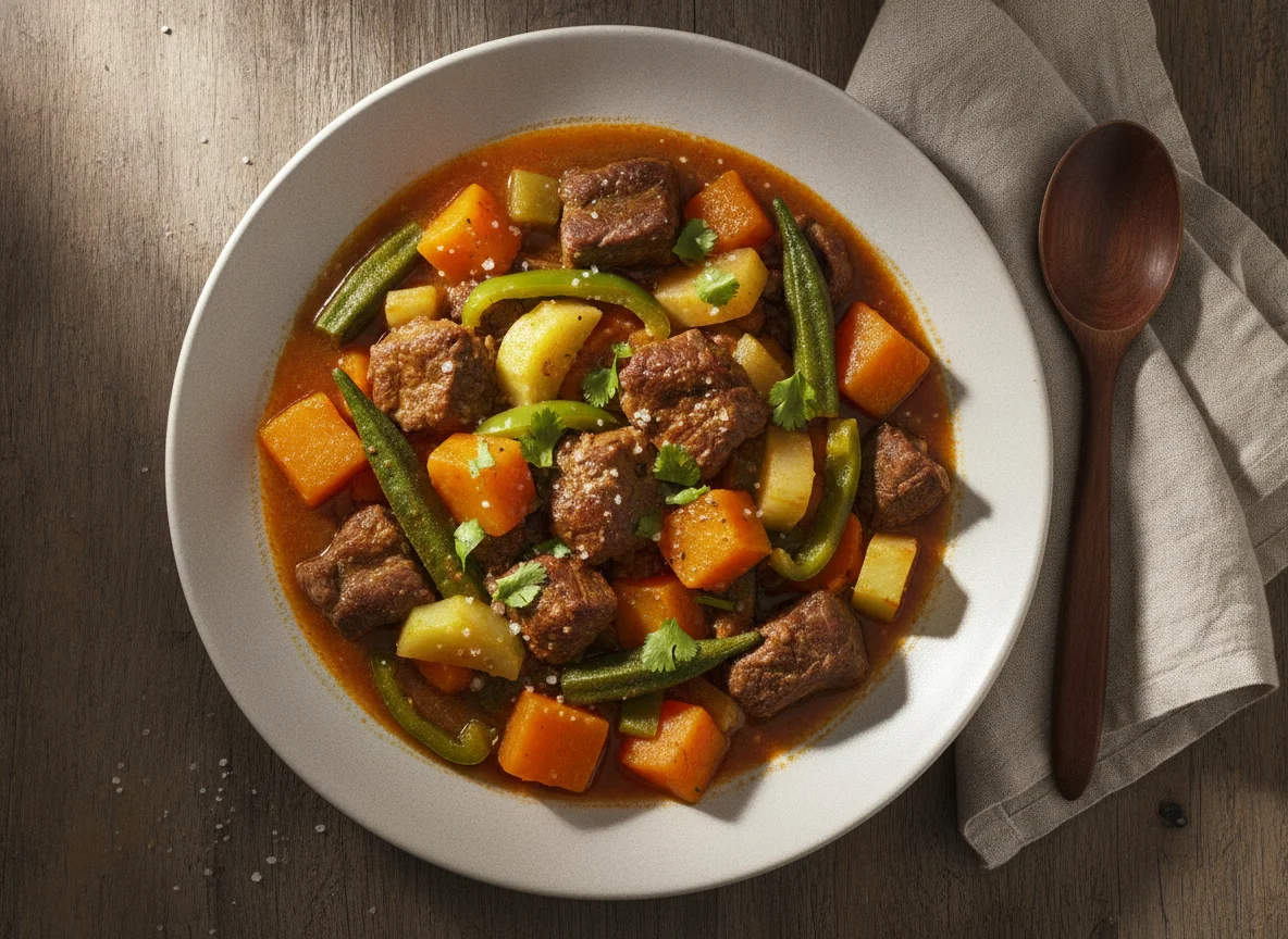 Ensopado de Carne com Abóbora e Quiabo photo