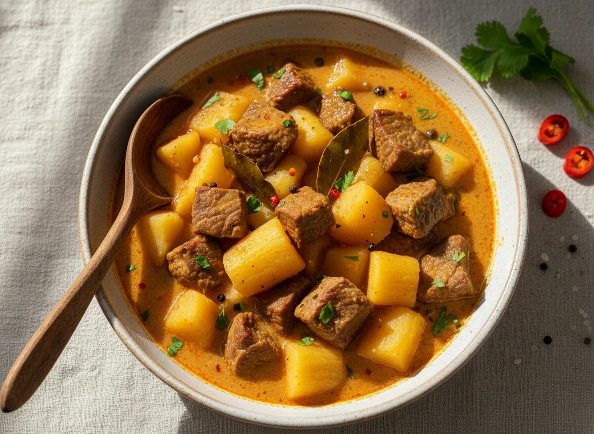 Ensopado de mandioca com carne photo