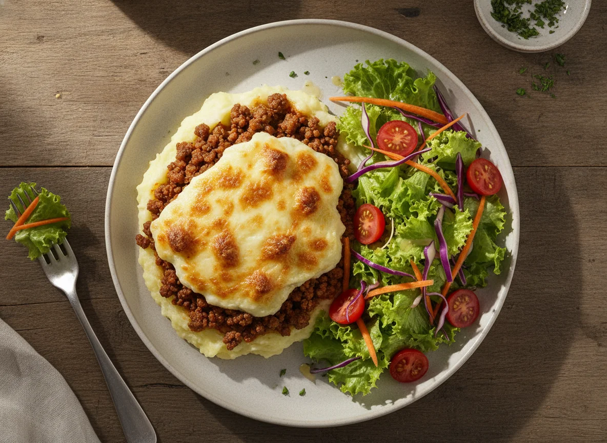 Escondidinho de Carne Moída com Salada Mista photo