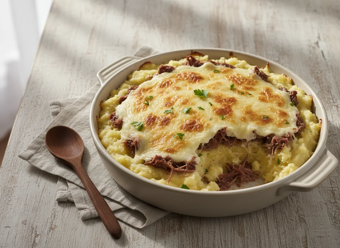 Escondidinho de carne seca com queijo photo