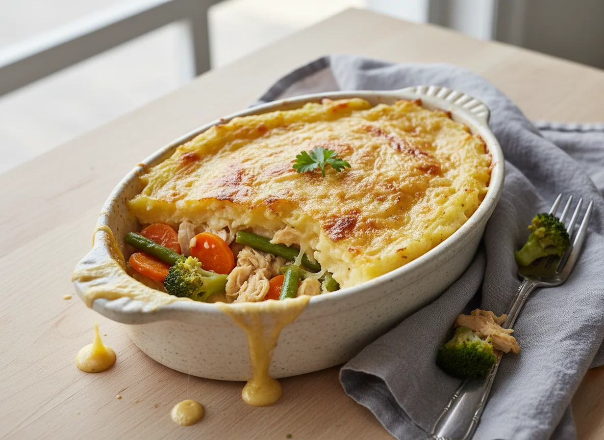 Escondidinho de frango com legumes photo