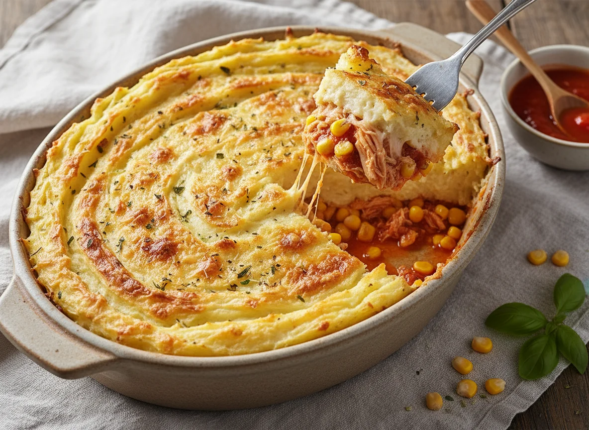 Escondidinho de frango com milho e queijo photo