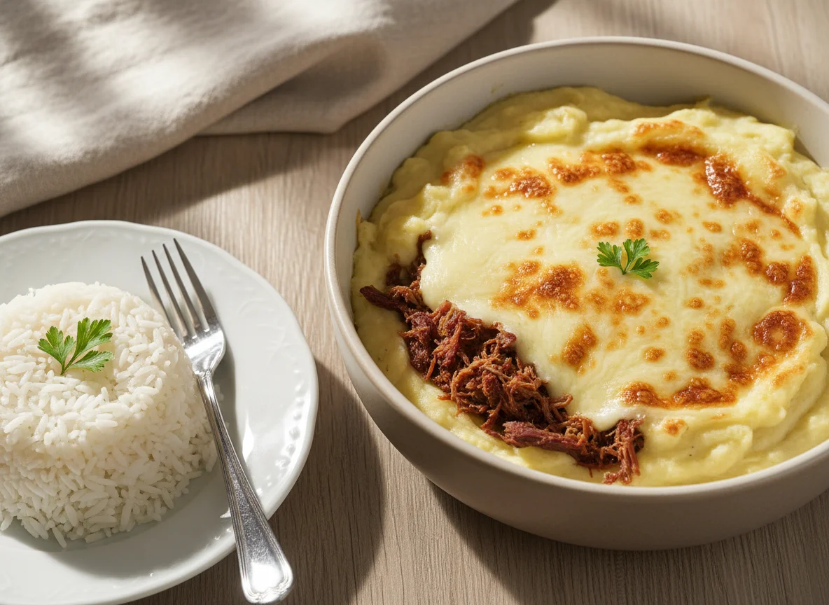 Escondidinho de mandioca com carne seca photo