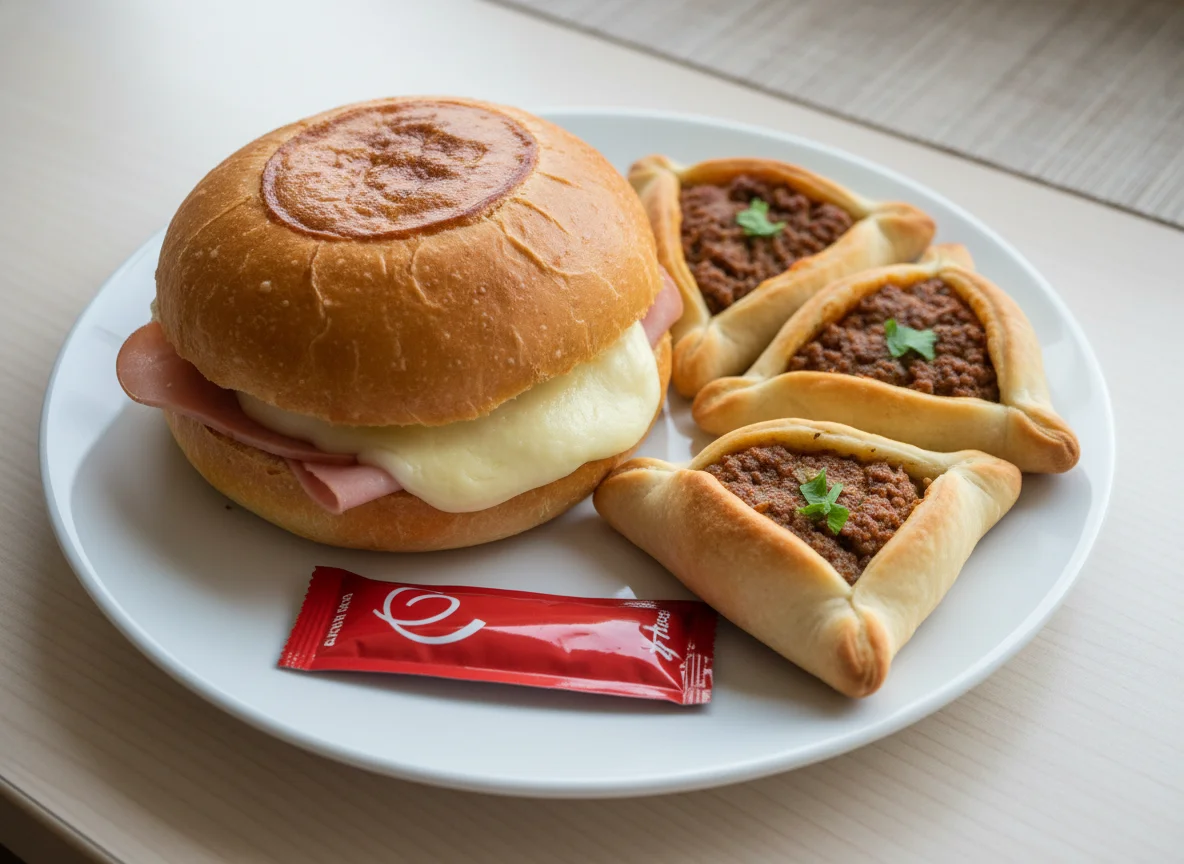 Esfiha de carne e hamburgão photo