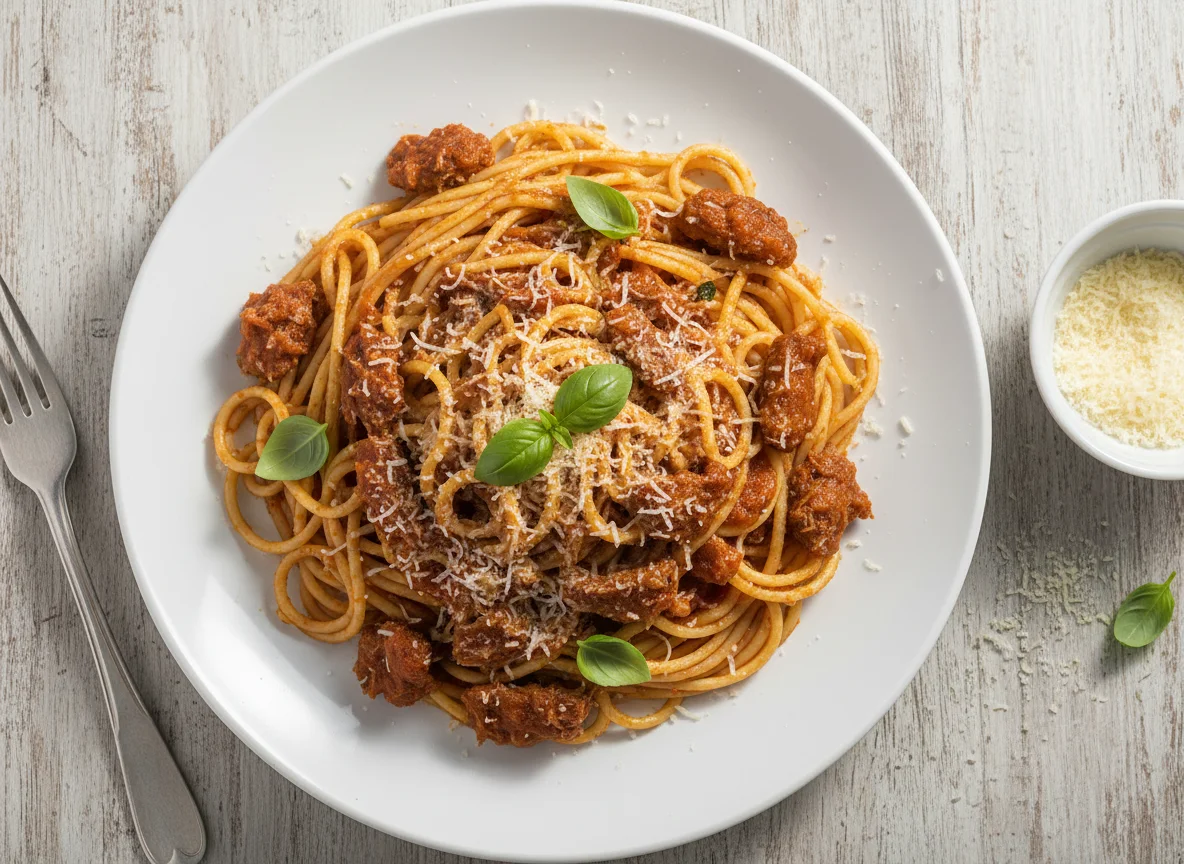 Espaguete com carne photo