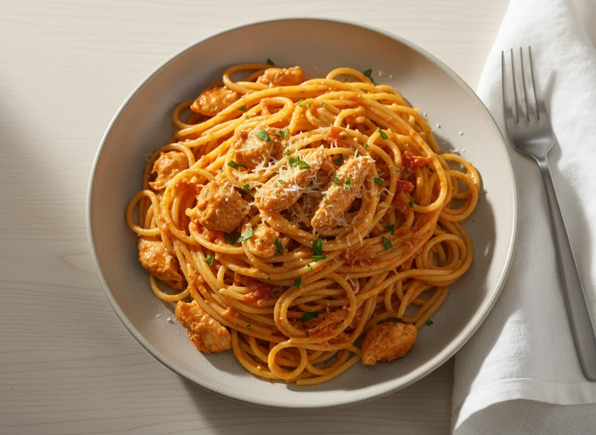 Espaguete com Frango e Molho Cremoso photo