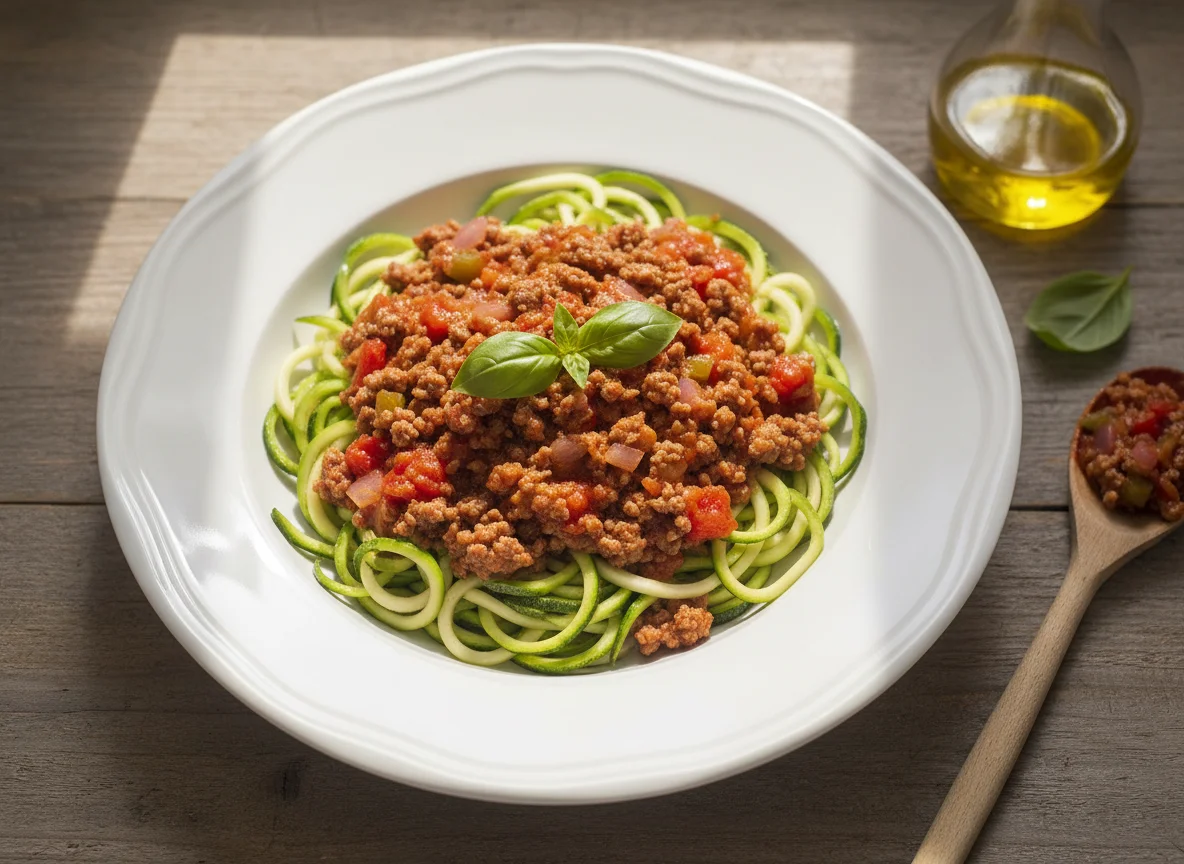Espaguete de Abobrinha com Carne Moída e Legumes photo
