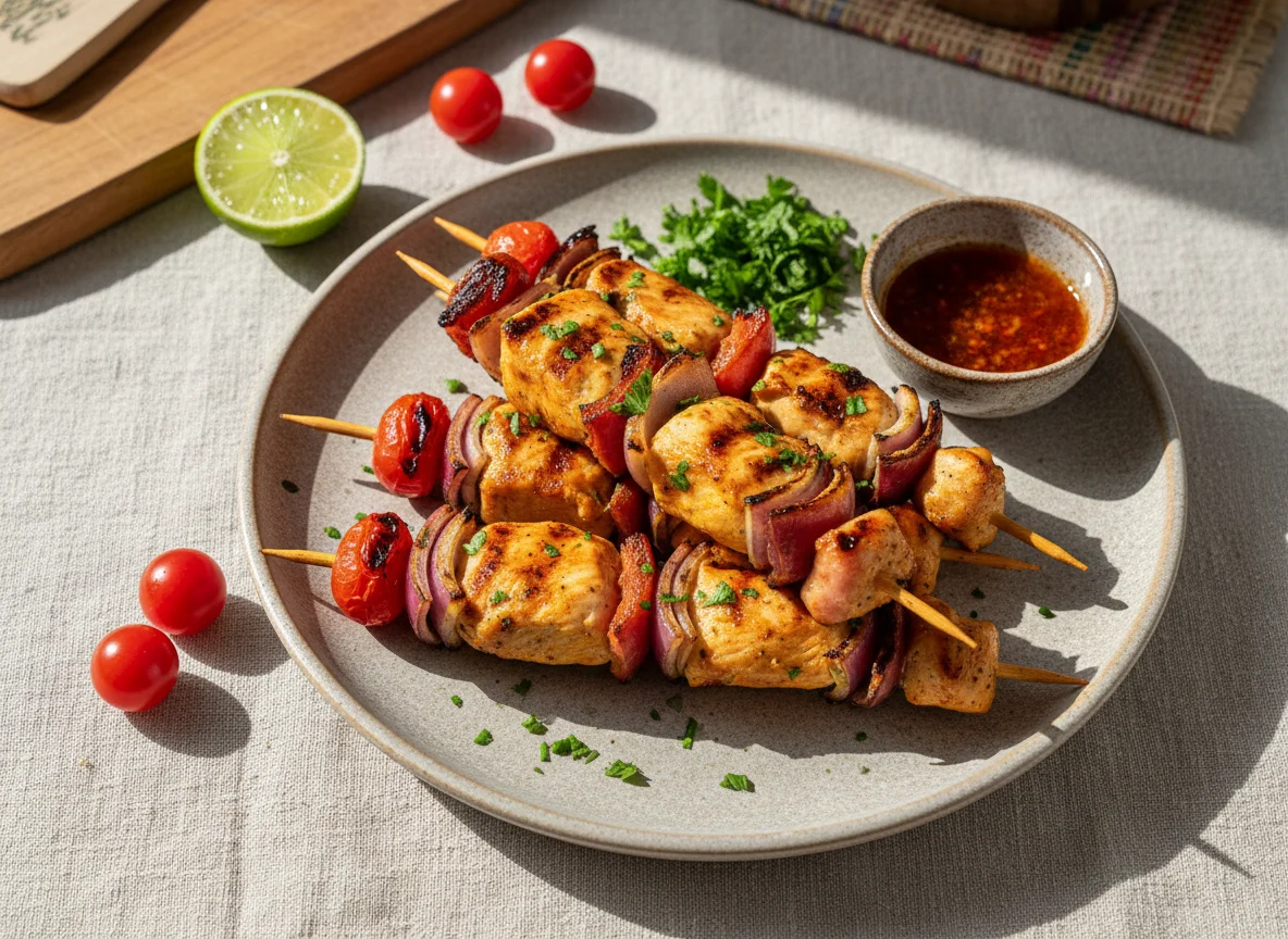 Espetinhos de frango com bacon photo