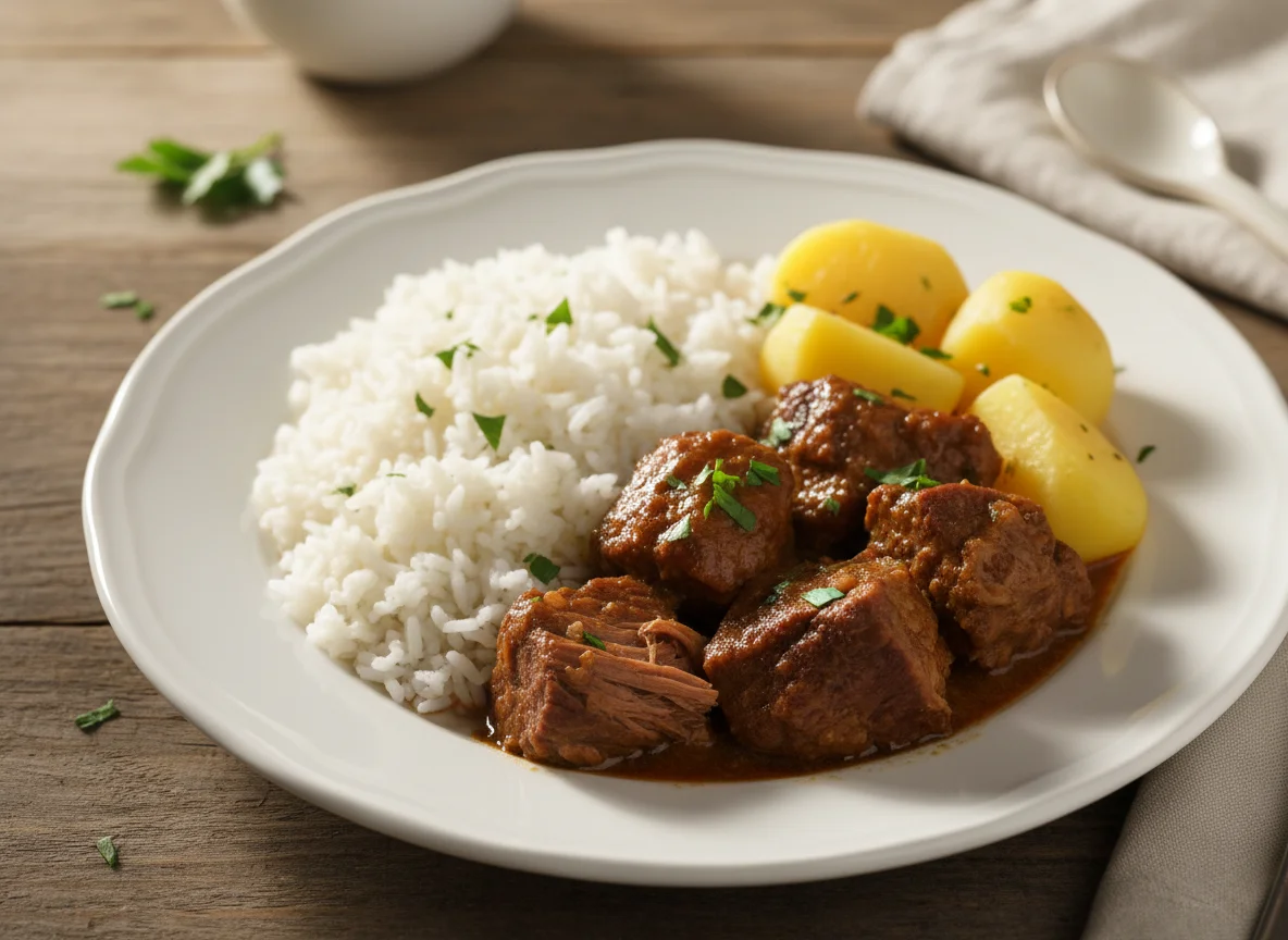 Estufado de Carne com Arroz e Batata photo