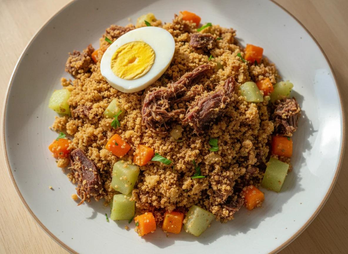 Farofa de Carne Seca com Legumes e Ovo photo
