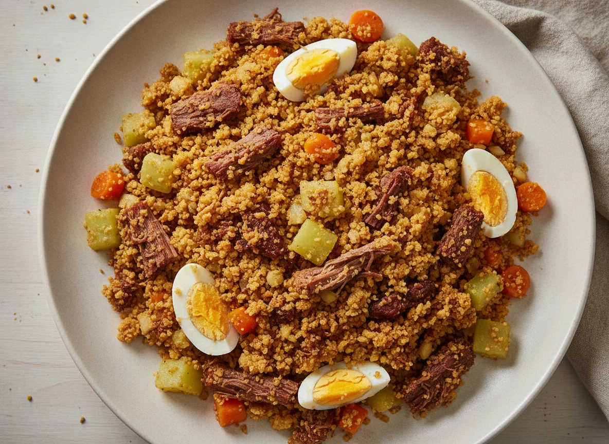 Farofa de Carne Seca com Ovos e Legumes photo