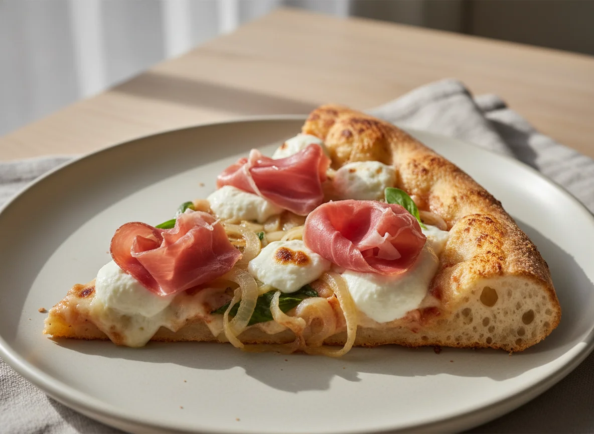 Fatia de Pizza com Presunto e Queijo Cremoso photo